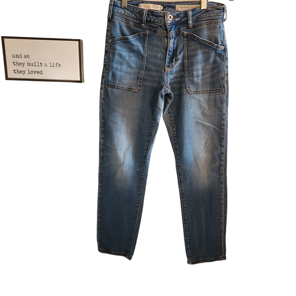 Pilcro The Letterpress Slim Boyfriend Blue Jeans Size 26